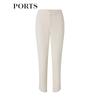 PORTS Women's Oatmeal Gray Slit-Hem Slim Casual Pants
