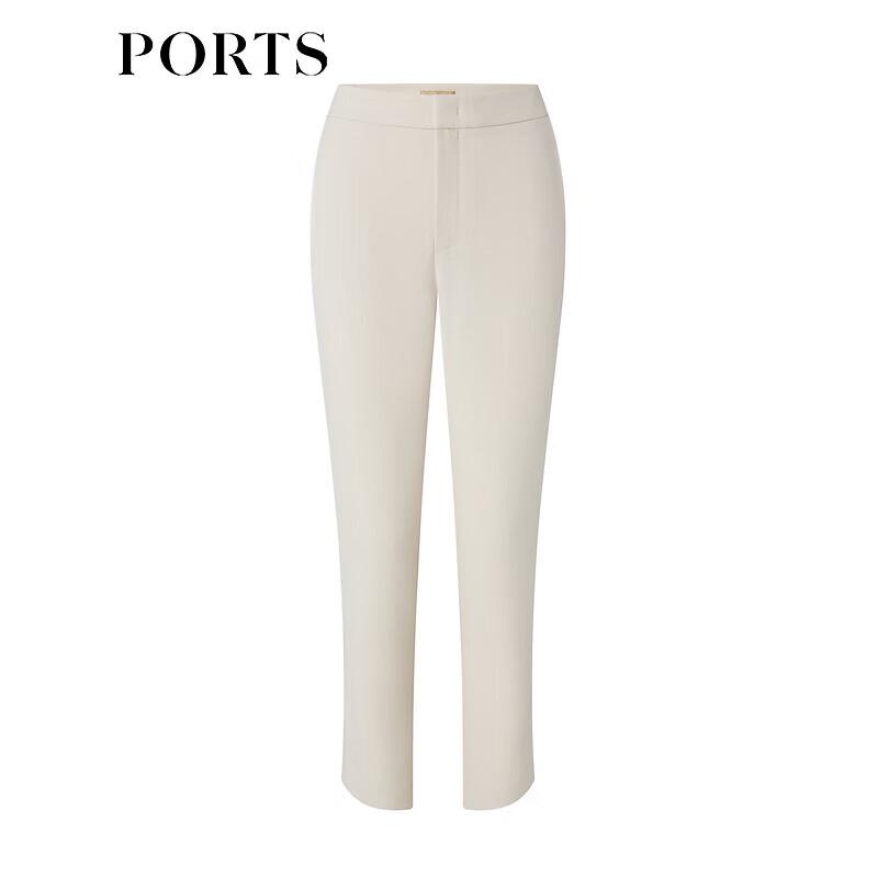 PORTS Women's Oatmeal Gray Slit-Hem Slim Casual Pants