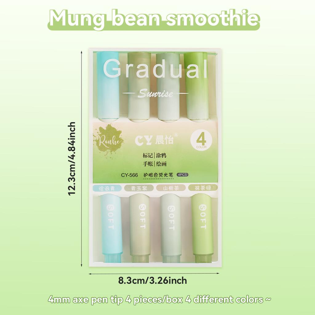 4pcs Kawaii Gradient Fluorescent Marker Pen Painting, Graffiti Cannot Erase Color Pen School Student Stationery Supplies