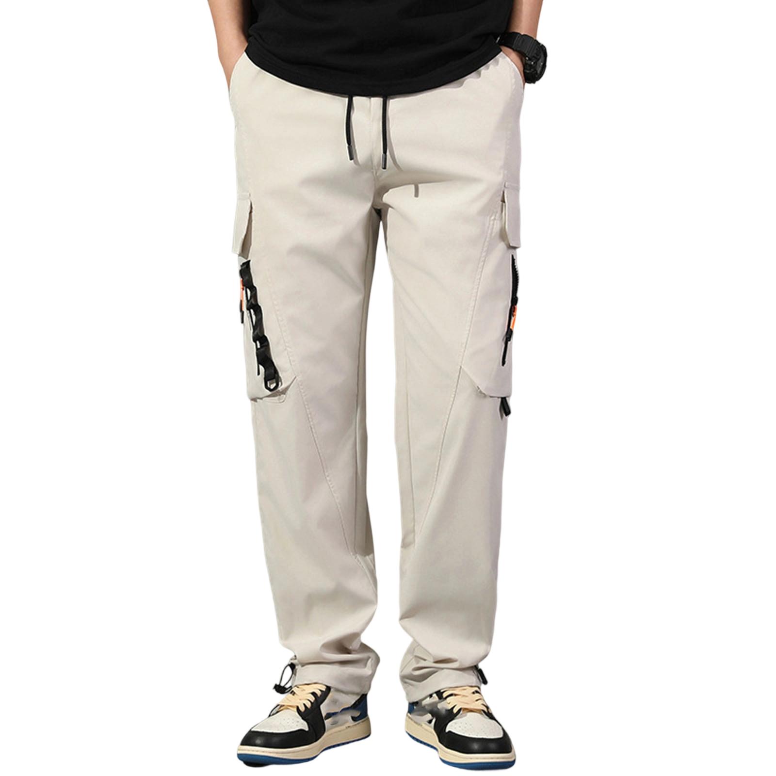 

Men s Outdoor Sports Loose Versatile Multiple Bags Workwear Trousers XL белый