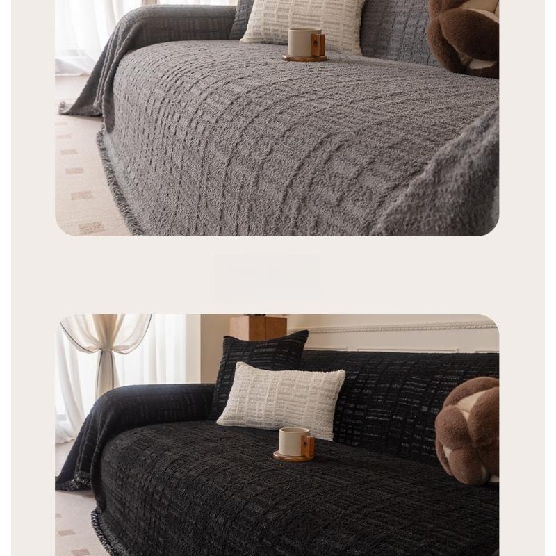 Half fleece autumn and winter high-density sofa towel simple non-slip full cover one piece sofa cover