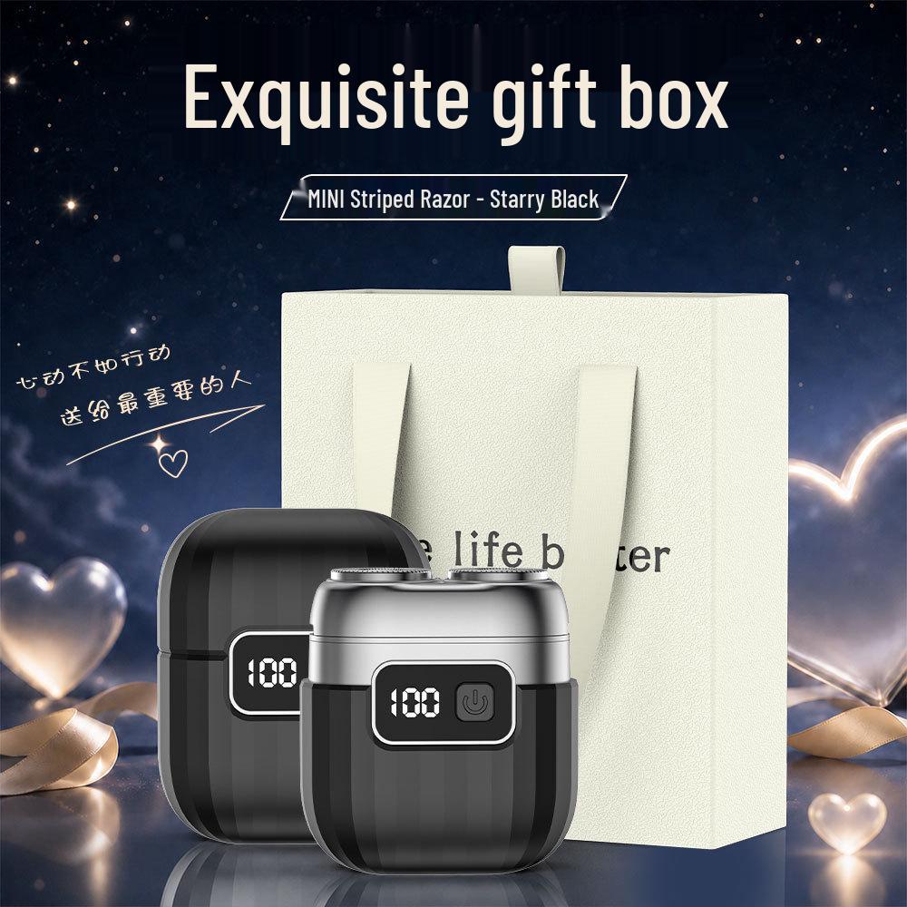 Compact Dual-Head Magnetic Electric Shaver: Rechargeable Razor with Digital Display and Gift Box