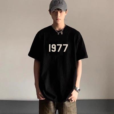 ESSENTIALS Short Sleeve Cotton Heavy T-shirt for Men and Women Summer Slimming American High Street Design Emotional Pair Top