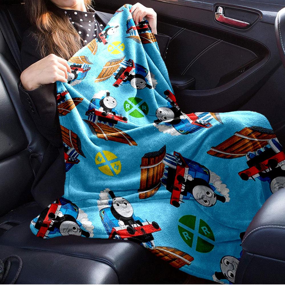 1pc train,engine,thomasTheme Digital Printed Flannel Blanket, Super Soft Plush Fleece Bed Cover, Multi-Function Four Seasons Hypoallergenic