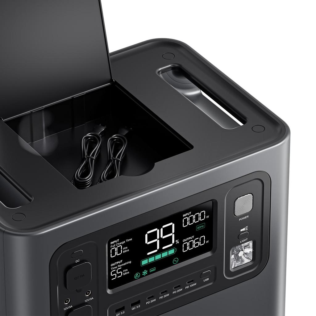 AFERIY P210 Stazione di Alimentazione Portatile 2400W 2048Wh Batteria LiFePO4 13 Uscite, Ricarica Rapida, Controllo App, Alimentatore Mobile per Campeggio all'Aperto