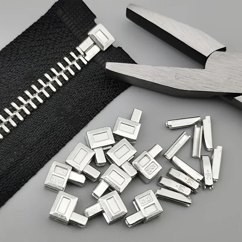 10 Set Non-Slip Stopper Metal Zipper Closure Head Zip End Lock Clothes Zippers Bottom Socket Repair Kit Accessories