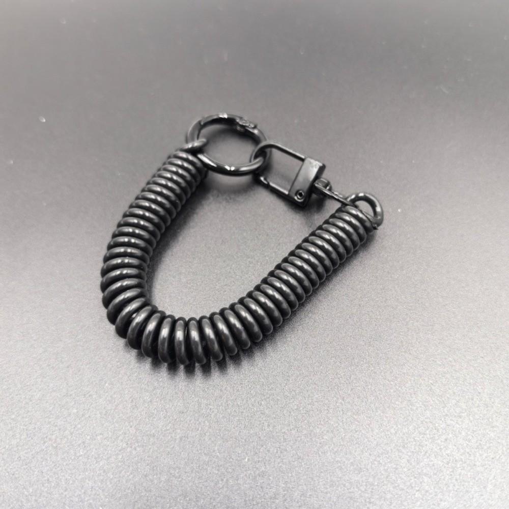

Retractable Coil Springs Keychain Colorful Elastic Straps Spiral Spring Lanyard Metal Clasp DIY Telescopic Spring Key Ring чёрный