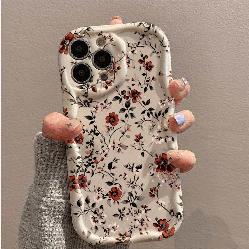 Cute Flower Leaves Wave Phone Case for IPhone 17 16 15 11 12 13 14 Pro Max for fPhone 14 15 16 Plus 16e 17e Shockproof Cover