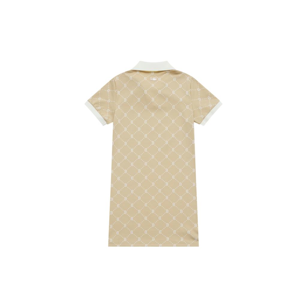 New MLB MONOGRAM Collection Boston Red Sox SS25 Short Sleeved Dress Women's Light Beige 3FOPM0453-43BGL