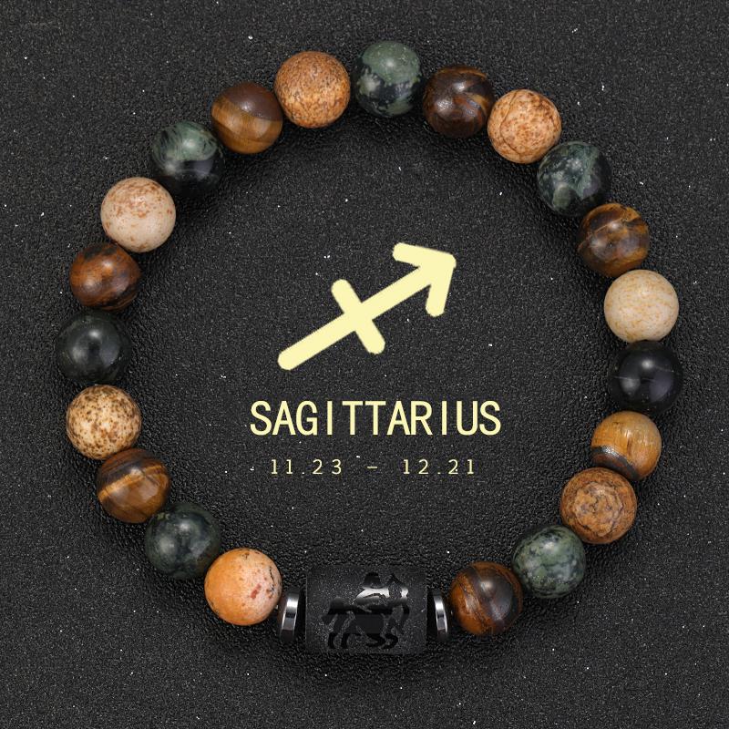 12 Zodiac Natural Stone Bracelets - Cancer, Virgo, Leo, Libra Designs, Ideal Couples & Friendship Gifts, Unisex Jewelry (Pulsera