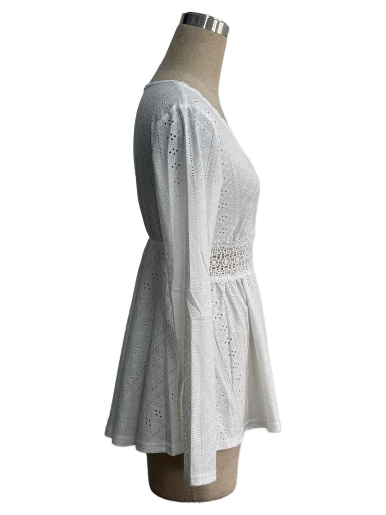 European & American Elegant V-Neck Lace Spliced Long-Sleeve Top for Women - Autumn 2025 Collection