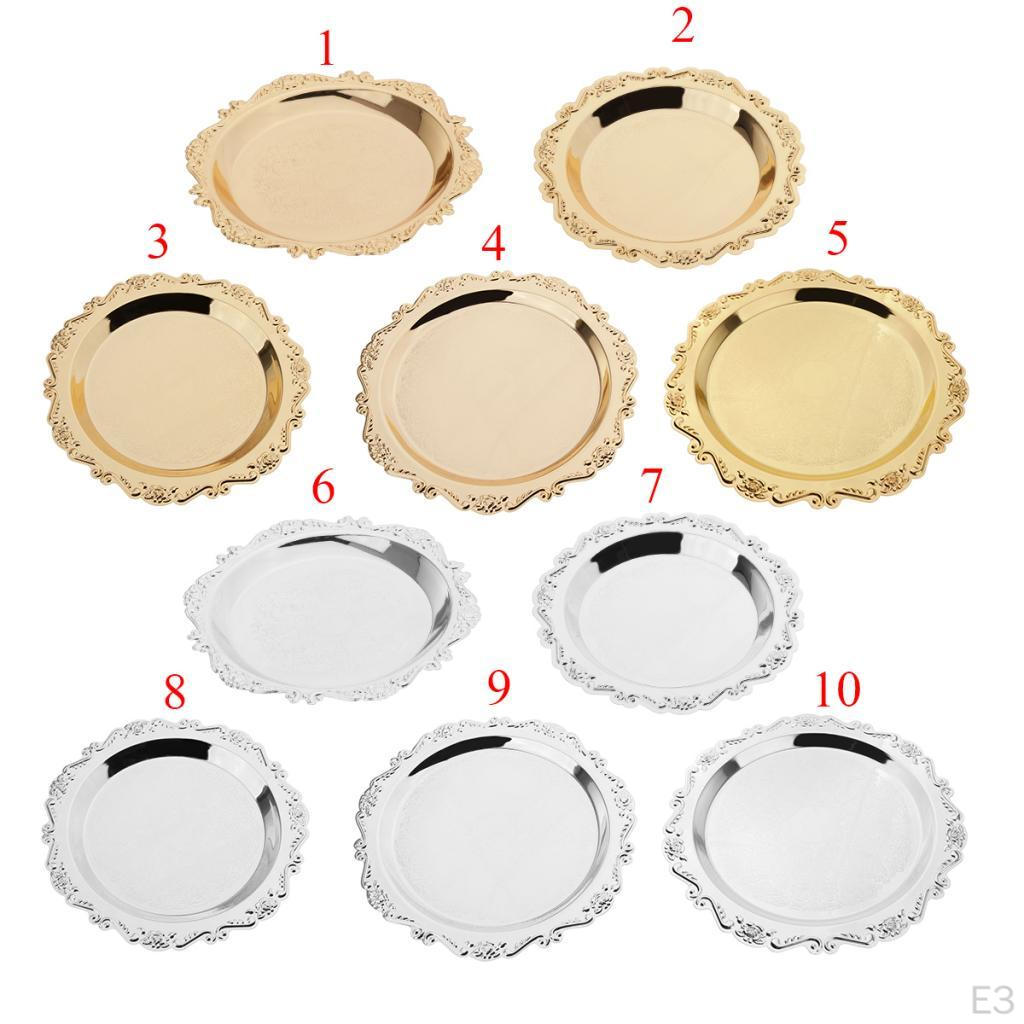 " 6" Gold Round - Washable and Reusable for Wedding Birthday Party Dessert Cake Plate