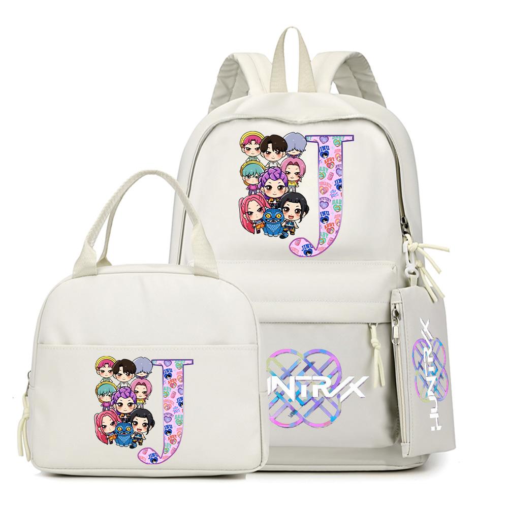 3Pcs/set 26 English Letter K-Pop Printed Backpack with Handbag Pencil Case for Teenager Student Boy Girl Schoolbag Large Capacity Travel Bag Rucksak