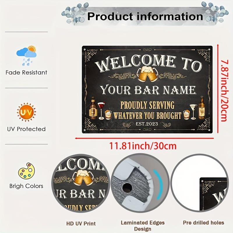 Vintage Metal Tin Sign Bar Pub Wall Decor Personalized Beer Glass Print Custom Name Date