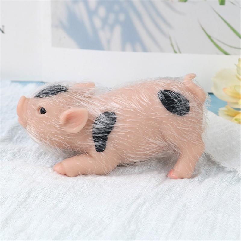 Mini Pig Figure Toy Cute Simulation Soft Silicone Animal Toy Kids Room Decors Reborns Pig Parenting Gift