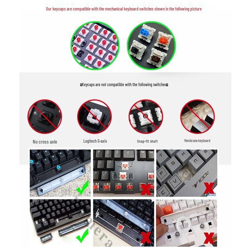 XDA PBT Keycaps Set: 125 Keys, Zhuyin, Korean, Thai, Russian, MX Switch Compatible