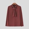 INCERUN Autumn Winter Men Tie Up Long Sleeve Solid Casual Fitted T-shirts Tops