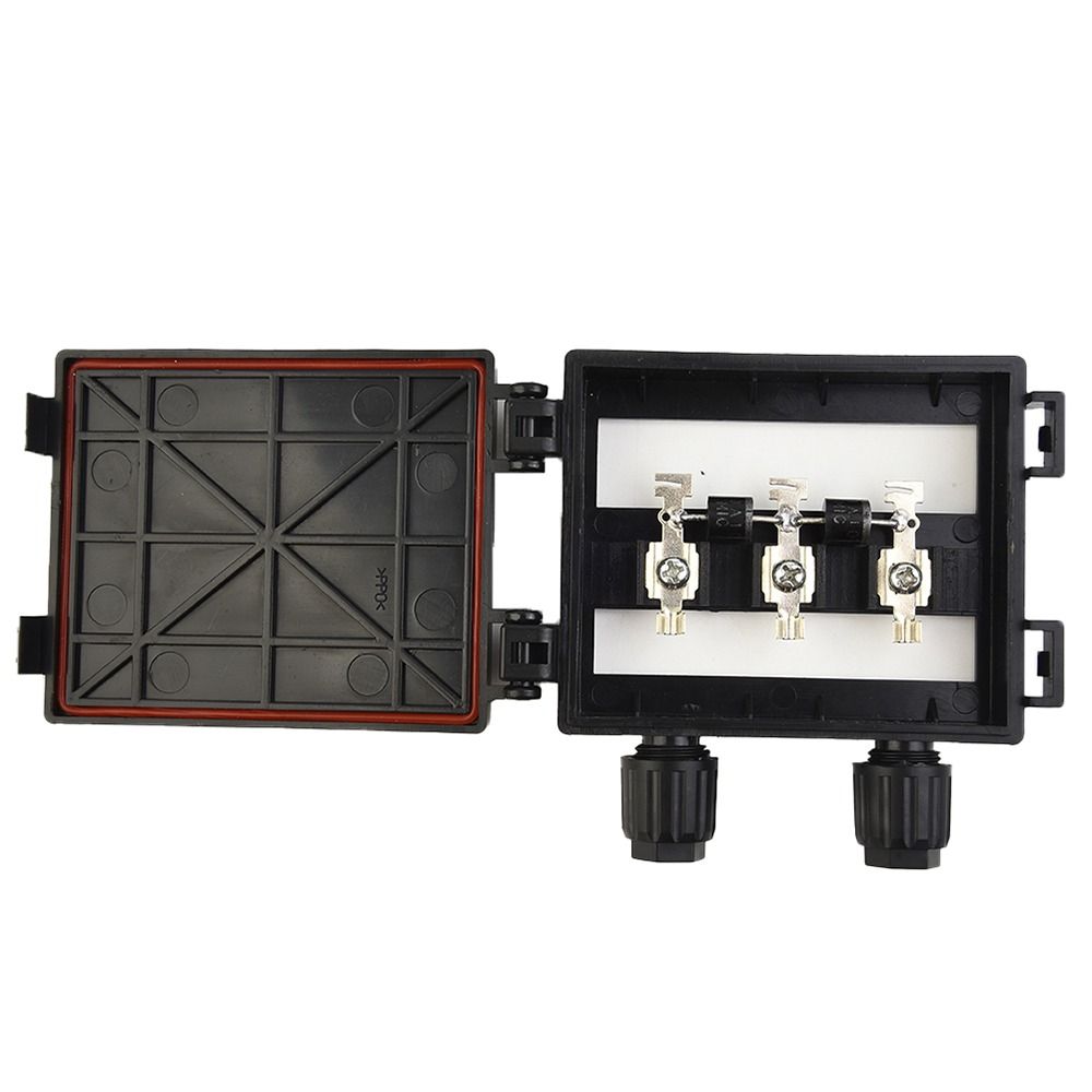 1Pcs 50W-120W 6A Solar Junction Box Electrical Testing Tool Black PV Module Box IP65 Waterproof for 6.5A Solar Panel