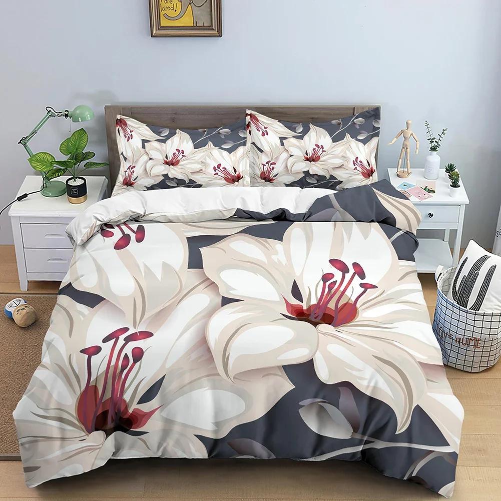Leaves Duvet Cover Set 3D Flower Printed Bedding Set Comforter Cover With Pillowcase Single Twin King Queen Bedclothes 2/3Pcs
