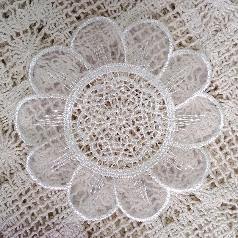 

organza embroidery round coaster embroidered cloth sticker DIY lace accessories