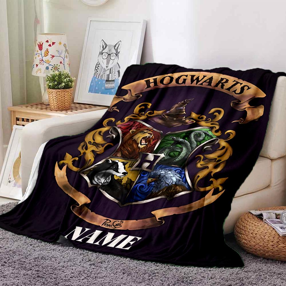 Custom Name Hufflepuff Pride Crest blanket for Couch & Bed, Plush Cozy Fuzzy Blanket Super Soft & Warm Blankets for Fall and Winter. 090875