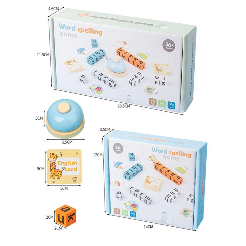Englische Karten für Kinder, Montessori-Holzbuchstaben, interaktives Rechtschreibspiel für Eltern und Kinder, Desktop-Spiele