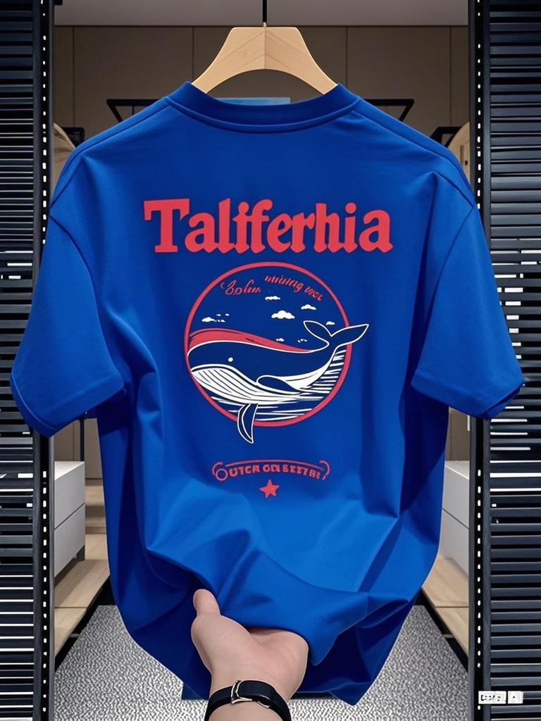 Pure cotton short-sleeved T-shirts for men and women high-end trendy T-shirts for the new summer of 2025 and Marine animals