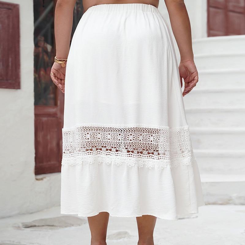 Plus Size Button High Waist Half-body Skirt Summer Loose Big Swing Skirt Temperament Elegant Skirt