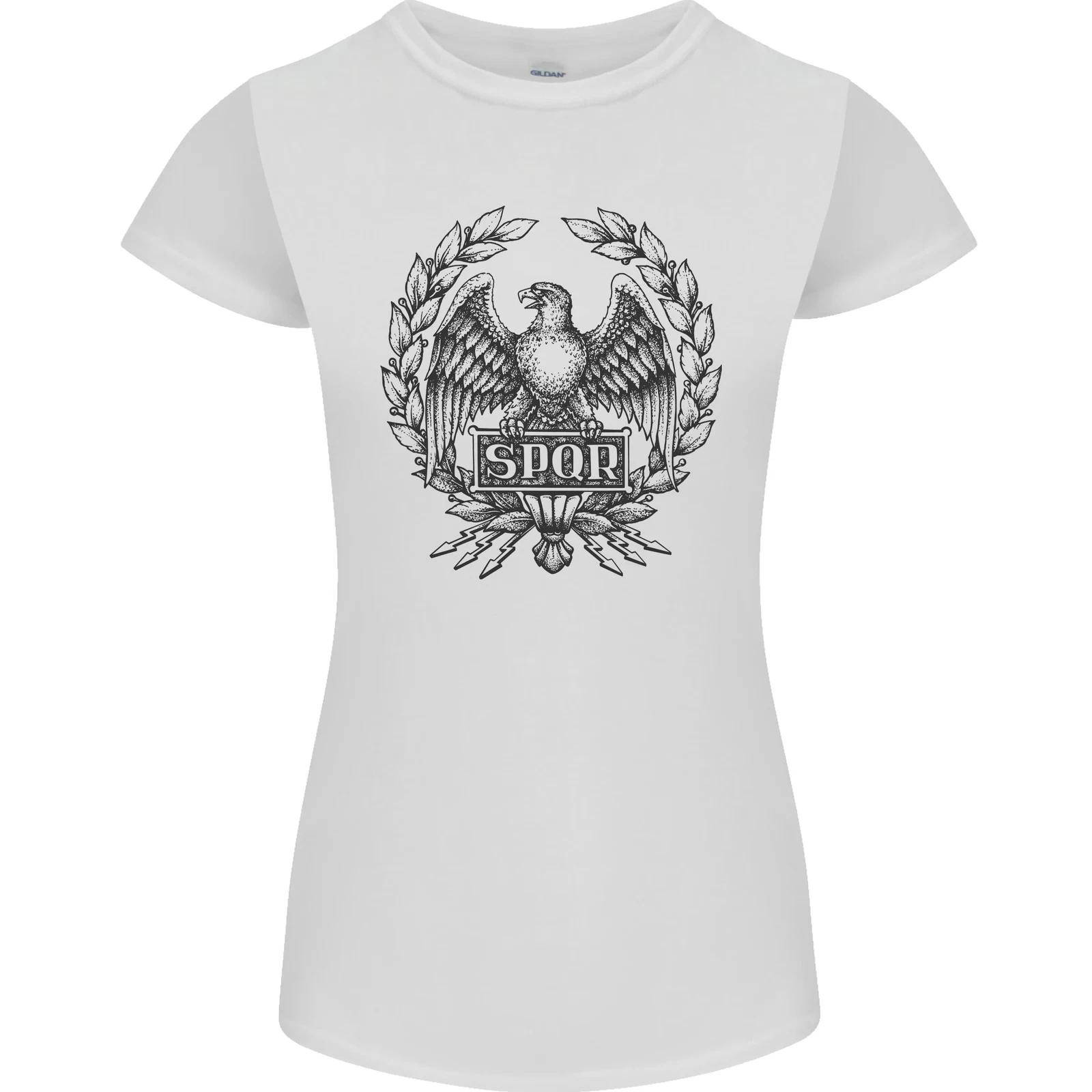 SPQR Roman Emblem Gym Training Top Womens Petite Cut T-Shirt M