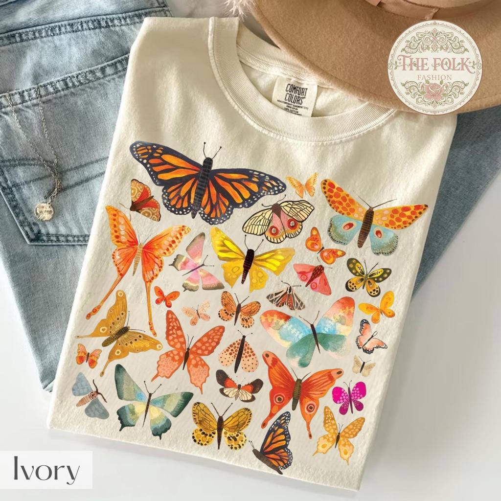 Vintage Butterfly Shirt, Butterfly Graphic Tee, Cottagecore Nature Lover T-Shirt, Comfort Colors Butterfly Tee, Trendy Summer Shirt