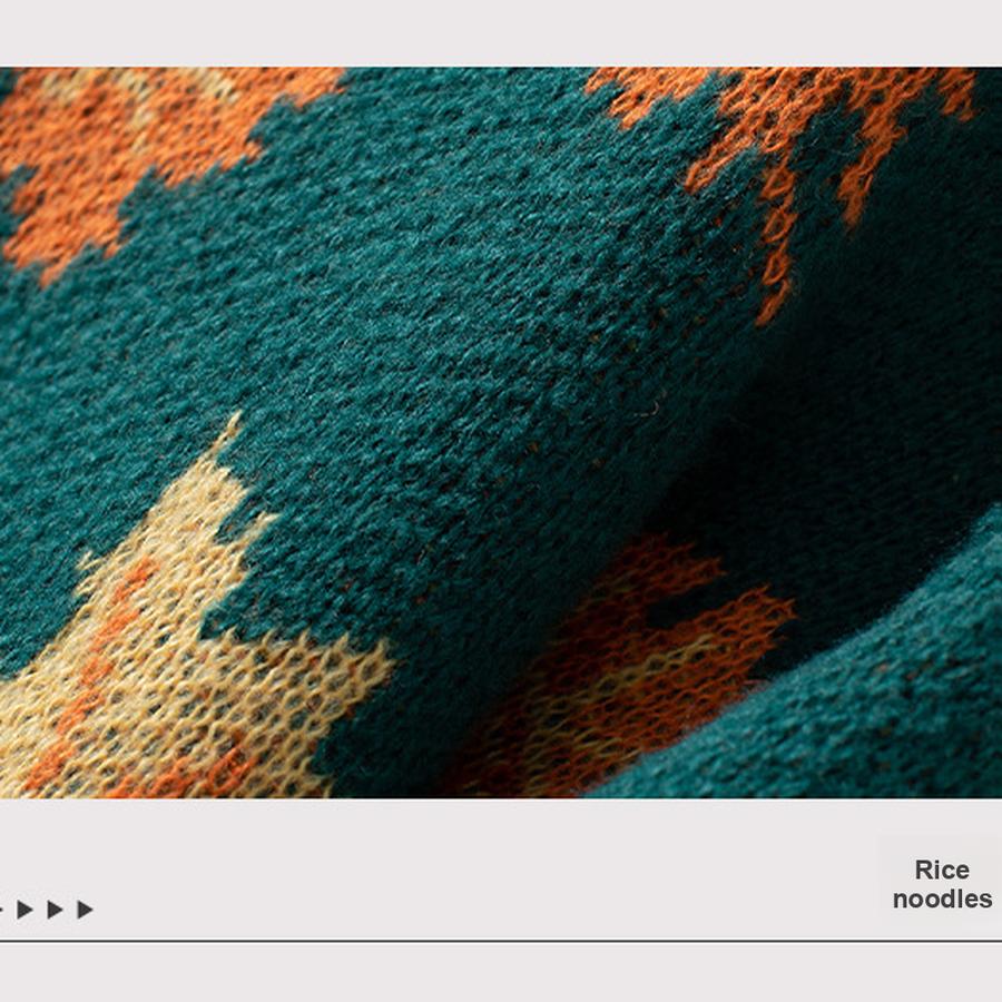 Autumn Leaf Pattern Knit Sweater for Women