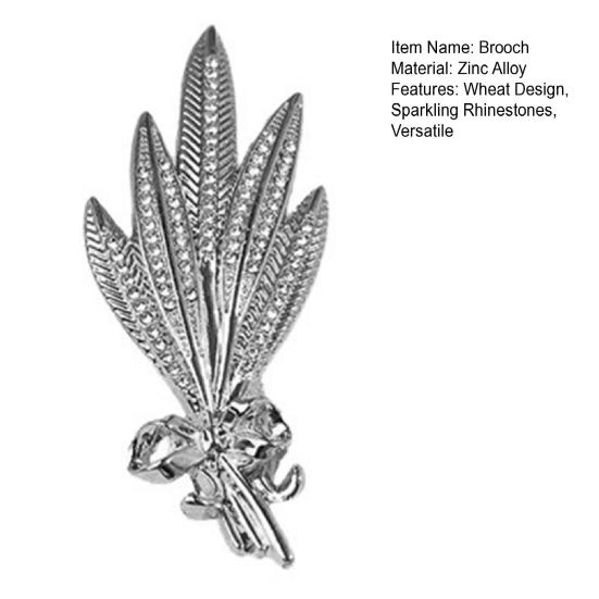 Wheat Brooch Pin for Women, Rhinestones Inlaid Lapel Pin, Brooch Versatile Accessory for Sweaters Collars Hats Bags Coats Scarves