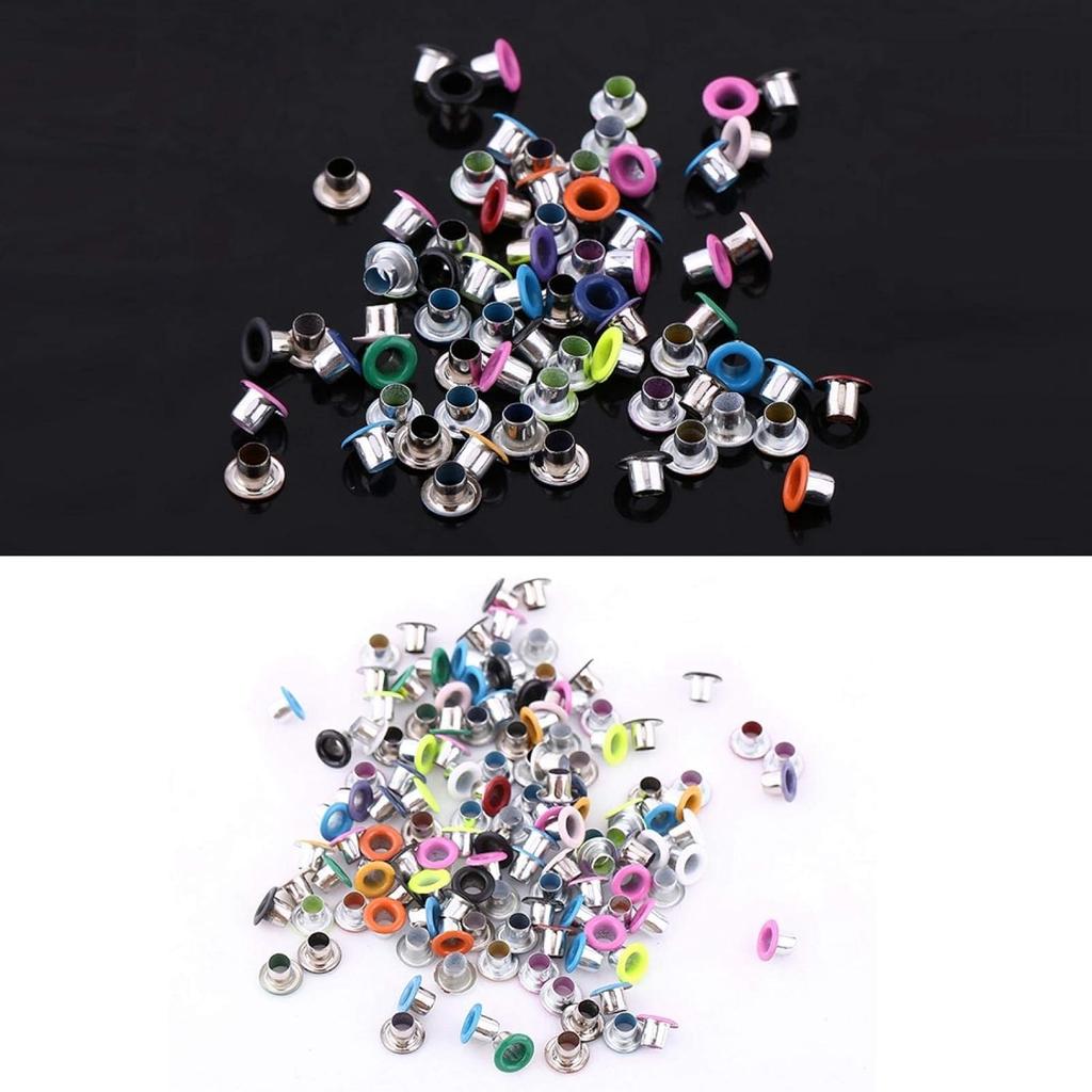 Metal Eyelets, 500Pcs Mixed Colors 3mm Round Scrapbooking Eyelets Grommet Kit, Grommet Eyelet Pliers Kit for Fabric, Tarps, Leather, Belt with
