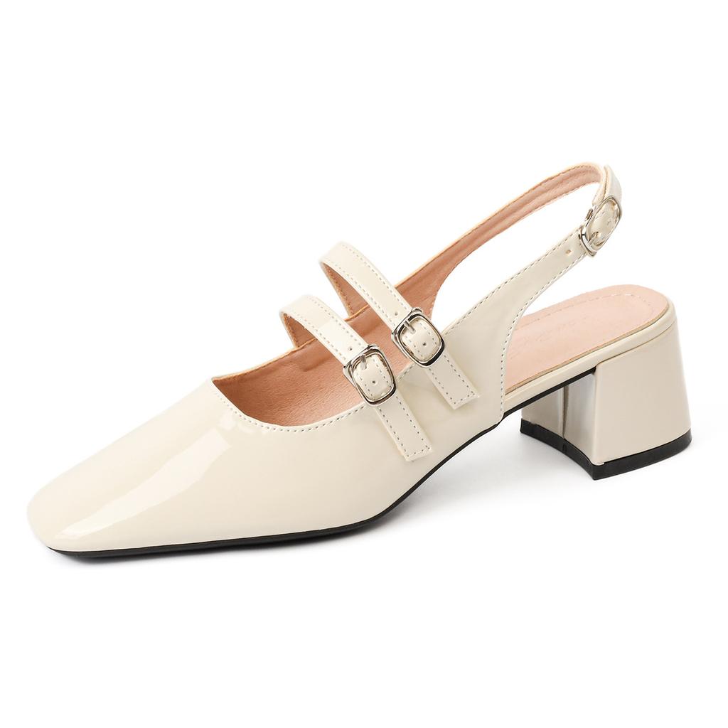 Fashion square toe med-high heels sandalias de mujer 34-43 big size summer party shoes chunky double belt gladiator sandalias de tacón