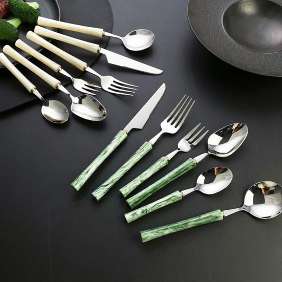 304 Stainless Steel Cutlery Set with Handle Knife Fork Spoon Elegant Western Utensils Dishwasher Safe Tableware for Home Restaurant