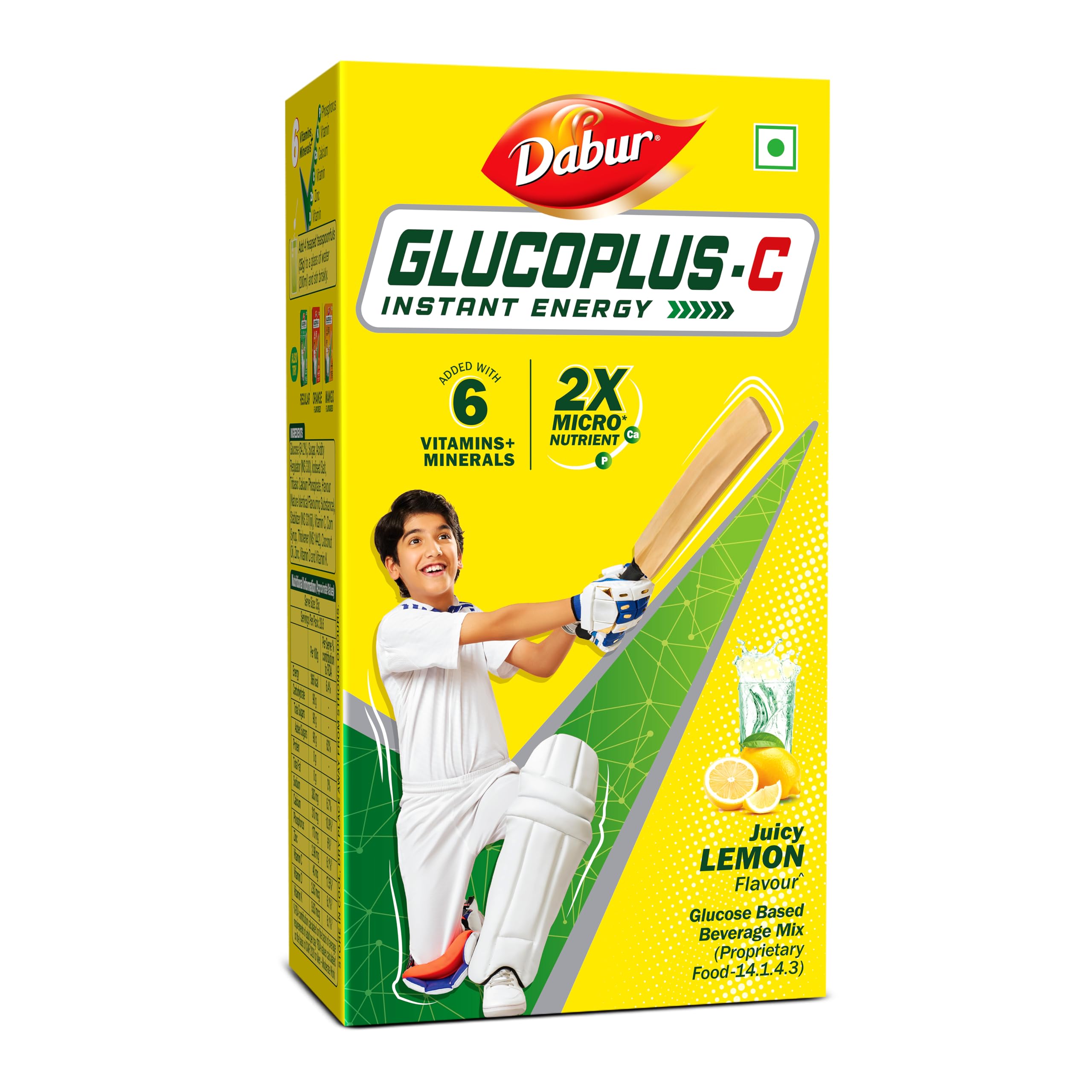 Dabur Glucoplus C Instant Powder Energy Glucose (LemonFlavour) - 1kg | Replenishes Energy with 6 Added Vitamins and Minerals | 20% More Glucose In