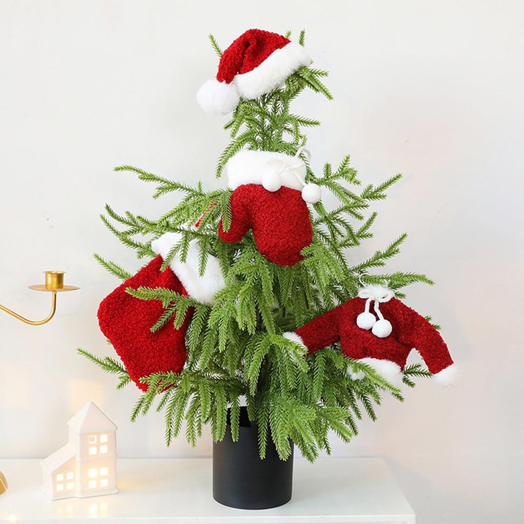 Hanging Stocking Socks, Santa Hat and Tree Ornaments Set, Festive Hanging Set for Holiday Display