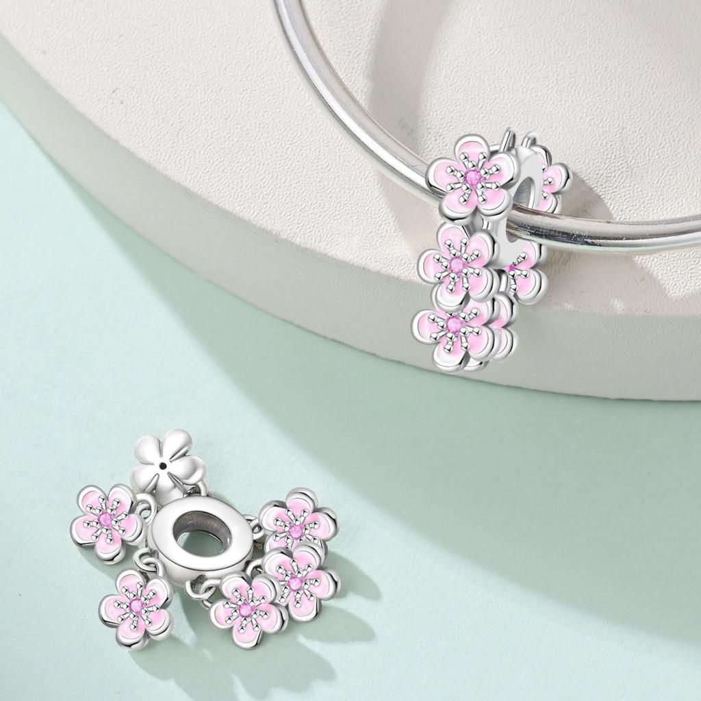 S925 Silver Butterfly Floral Charm Pendant Safety Chain Secure Clasp Bracelet Beading Accessories