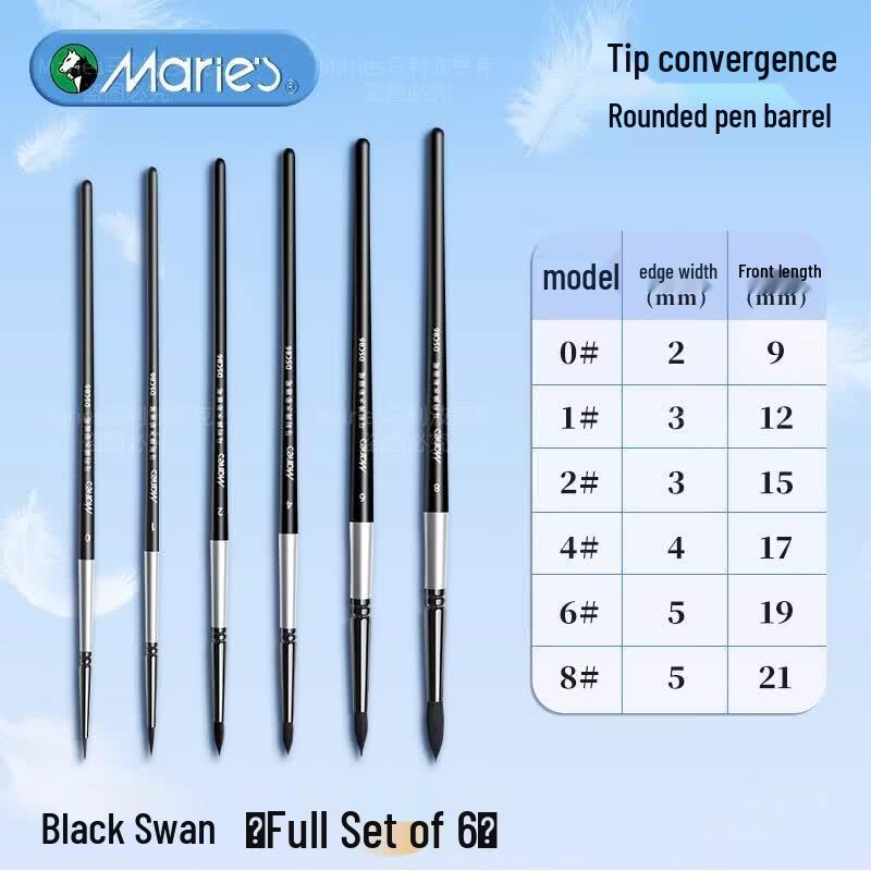 Maries Black Swan Nylon Watercolor Brush