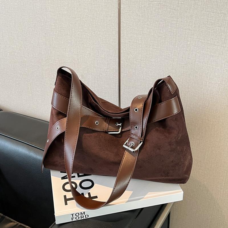 Lazy Wind Retro Matte Suede Winter New Shoulder Bag Simple Bag Large Capacity Commuter Bag