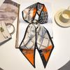 New Summer Small Long Striped Silk Scarf for Women with Versatile Extra Long Hair Strap Scarf Korean Diamond Strap Streamer