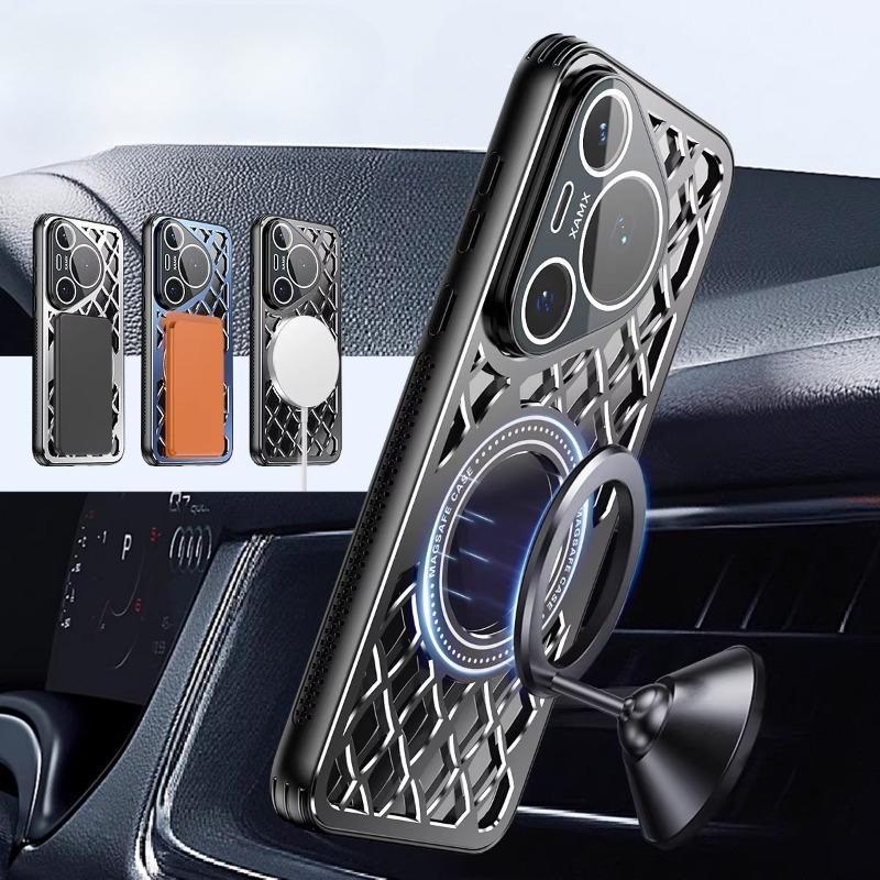 Aluminum Alloy Heat Dissipation Magnetic Ring Case For HUAWEI Pura 80Pro + 80 Ultra Magsafe Wireless Charging Shockproof Cover