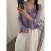 Fashion fungus lace slim knit sweater, autumn 2025 new waist V-neck women's sweater 11950