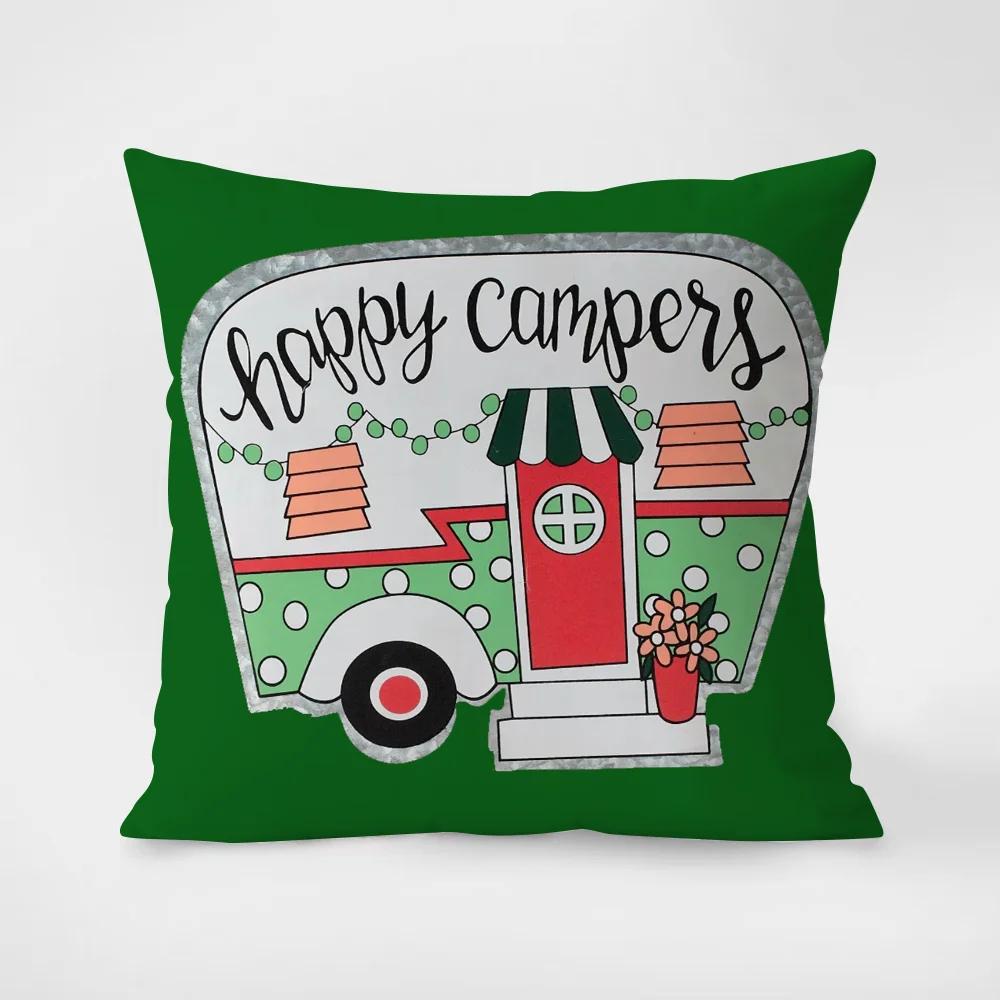 Happy Camping Pillowcase 45*45 Decorative Cushions For Sofa Pillowcases 40X40 Cushion Cover 40*40 Lounge Chairs Pillow Hugs Body