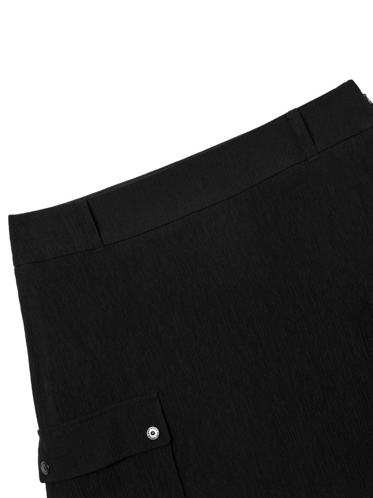 WIDEANGLE Co Crease Lightweight Cargo Culottes L_Black
