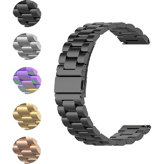 FitTurn Bands Compatible with Letscom, Letsfit, Lintelek, Yamay SmartWatch -Replacement Classic Stainless Steel Metal WatchBand for ID205L,