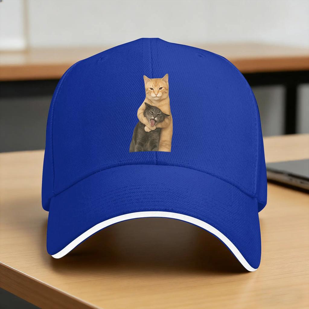 Funny Hug Cats Sun Baseball Cap Summer Couple Women  Design Trucker Hat High Quality Classic Tennis Skate Baseball Caps