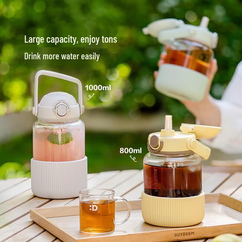Buydeem Glass Straw Water Bottle