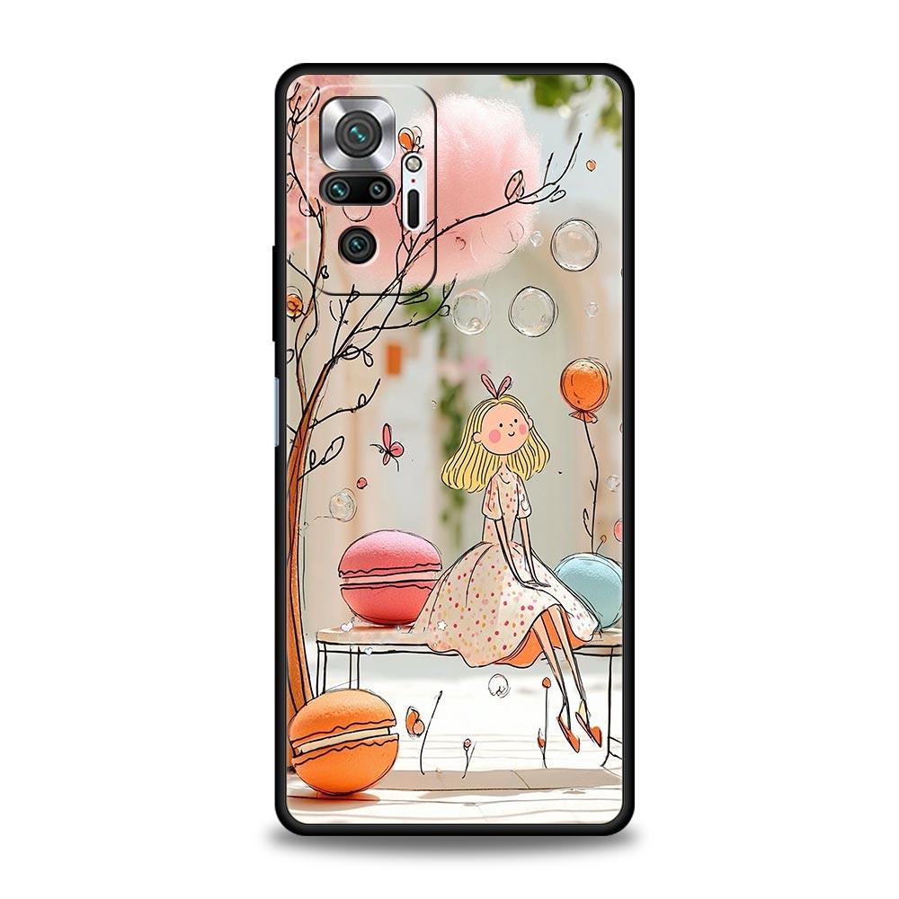 Cartoon Girl Phone Case Cover for Redmi 14C 10C Note 15 14 13 12 10 11 K40 Pro Plus 5G Soft TPU Shockproof Shell Funda Capas Bag