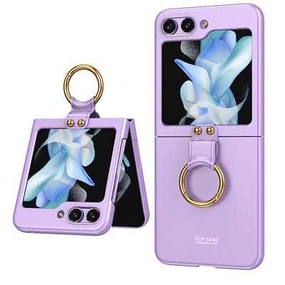 Luxury Ultra-thin Plating Ring Phone Cases For Samsung Galaxy Z Flip 5 5G Case Cover With Lens Protection Cover Shockproof Funda
